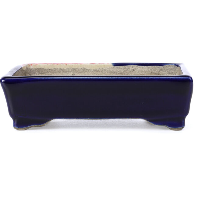 Rechteckige blaue Bonsaischale von Terahata Satomi Mazan - 148 x 105 x 43 mm