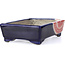 Pot à bonsaï rectangulaire bleu par Terahata Satomi Mazan - 148 x 105 x 43 mm