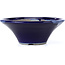 Round blue bonsai pot by Terahata Satomi Mazan - 185 x 185 x 70 mm