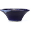Vaso per bonsai rotondo blu di Terahata Satomi Mazan - 185 x 185 x 70 mm