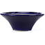 Vaso per bonsai rotondo blu di Terahata Satomi Mazan - 185 x 185 x 70 mm
