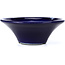 Round blue bonsai pot by Terahata Satomi Mazan - 185 x 185 x 70 mm