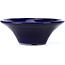 Round blue bonsai pot by Terahata Satomi Mazan - 185 x 185 x 70 mm