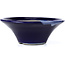 Round blue bonsai pot by Terahata Satomi Mazan - 185 x 185 x 70 mm