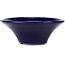 Round blue bonsai pot by Terahata Satomi Mazan - 185 x 185 x 70 mm