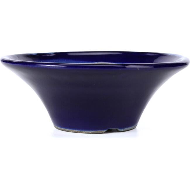 Pot à bonsaï rond bleu par Terahata Satomi Mazan - 185 x 185 x 70 mm