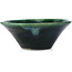 Round green bonsai pot by Terahata Satomi Mazan - 200 x 200 x 75 mm