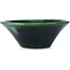 Round green bonsai pot by Terahata Satomi Mazan - 200 x 200 x 75 mm