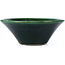 Round green bonsai pot by Terahata Satomi Mazan - 200 x 200 x 75 mm