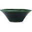 Round green bonsai pot by Terahata Satomi Mazan - 200 x 200 x 75 mm