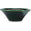 Round green bonsai pot by Terahata Satomi Mazan - 200 x 200 x 75 mm