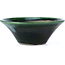 Runde grüne Bonsaischale von Terahata Satomi Mazan - 200 x 200 x 75 mm