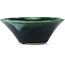 Round green bonsai pot by Terahata Satomi Mazan - 200 x 200 x 75 mm