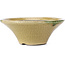 Round beige craquelé bonsai pot by Terahata Satomi Mazan - 185 x 185 x 70 mm