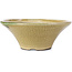 Round beige craquelé bonsai pot by Terahata Satomi Mazan - 185 x 185 x 70 mm