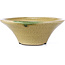 Round beige craquelé bonsai pot by Terahata Satomi Mazan - 185 x 185 x 70 mm