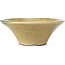 Round beige craquelé bonsai pot by Terahata Satomi Mazan - 185 x 185 x 70 mm