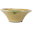 Ronde beige craquelé bonsai pot van Terahata Satomi Mazan - 185 x 185 x 70 mm