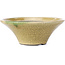 Ronde beige craquelé bonsai pot van Terahata Satomi Mazan - 185 x 185 x 70 mm