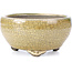 Round beige bonsai pot by Terahata Satomi Mazan - 124 x 124 x 65 mm