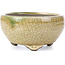 Round beige bonsai pot by Terahata Satomi Mazan - 124 x 124 x 65 mm