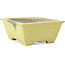 Rectangular yellow bonsai pot by Terahata Satomi Mazan - 155 x 131 x 61 mm