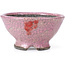 Round pink craquelé bonsai pot by Bunzan - 112 x 111 x 57 mm