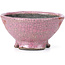 Round pink craquelé bonsai pot by Bunzan - 112 x 111 x 57 mm