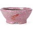 Round pink craquelé bonsai pot by Bunzan - 104 x 102 x 45 mm