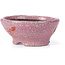 Round pink craquelé bonsai pot by Bunzan - 104 x 102 x 45 mm