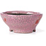 Round pink craquelé bonsai pot by Bunzan - 104 x 102 x 45 mm