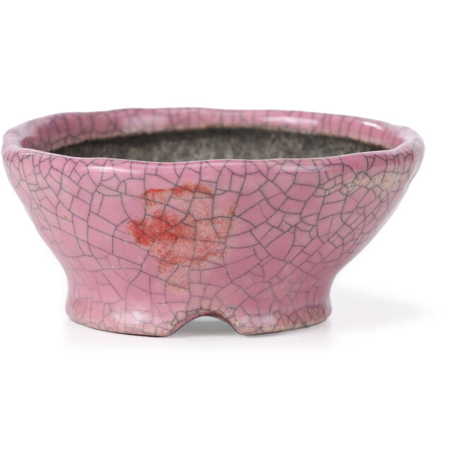 Maceta redonda para bonsái craquelé rosa de Bunzan - 104 x 102 x 45 mm