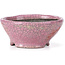 Round pink craquelé bonsai pot by Bunzan - 104 x 102 x 45 mm