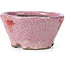 Round pink craquelé bonsai pot by Bunzan - 110 x 108 x 56 mm