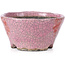 Round pink craquelé bonsai pot by Bunzan - 110 x 108 x 56 mm