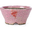 Round pink craquelé bonsai pot by Bunzan - 110 x 108 x 56 mm