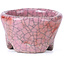 Round pink craquelé bonsai pot by Bunzan - 54 x 52 x 32 mm