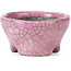 Round pink craquelé bonsai pot by Bunzan - 53 x 52 x 33 mm