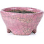 Round pink craquelé bonsai pot by Bunzan - 53 x 52 x 33 mm