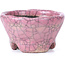 Round pink craquelé bonsai pot by Bunzan - 54 x 54 x 30 mm