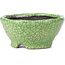 Round green craquelé bonsai pot by Bunzan - 105 x 105 x 49 mm