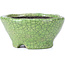 Round green craquelé bonsai pot by Bunzan - 105 x 105 x 49 mm