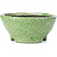 Round green craquelé bonsai pot by Bunzan - 105 x 105 x 49 mm