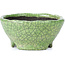 Round green craquelé bonsai pot by Bunzan - 105 x 105 x 49 mm