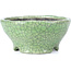 Round green craquelé bonsai pot by Bunzan - 117 x 117 x 54 mm