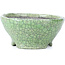 Pot à bonsaï rond craquelé vert par Bunzan - 117 x 117 x 54 mm