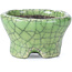 Round green craquelé bonsai pot by Bunzan - 46 x 46 x 28 mm