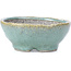 Round turquoise blue bonsai pot by Bunzan - 108 x 108 x 45 mm