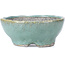 Round turquoise blue bonsai pot by Bunzan - 108 x 108 x 45 mm