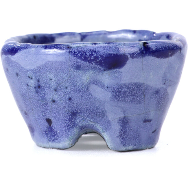 Round blue bonsai pot by Bunzan - 50 x 50 x 27 mm